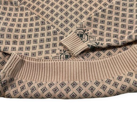 Vintage 90s Preppy Eddie Bauer Camel Diamond Patterned Sweater Men's XLT Grandpa - Picture 2 of 8
